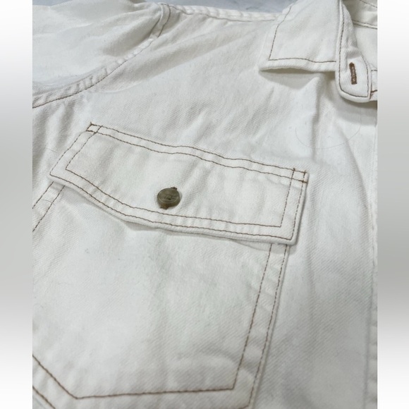 American Eagle Woman’s M Shacket Oversized Off White Denim button down Shirt - Picture 11 of 14